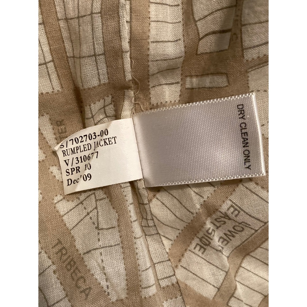 Banana Republic Blazer Women 14 Tan Italian Fabric Map Print Lined Office Career - Picture 11 of 11